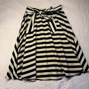 Tie Waist Striped Midi Skirt